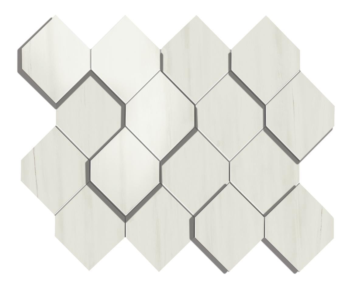 Mosaïque effet Marbre 3D Bianco Dolomite Hexa 35,3x28,2x0,95 cm Brillant Marvillo - Mur intérieur