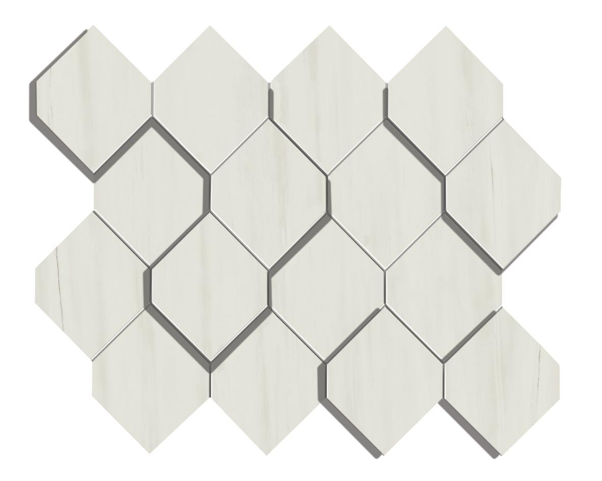 Mosaïque effet Marbre 3D Bianco Dolomite Hexa 35,3x28,2x0,95 cm Brillant Marvillo - Mur intérieur