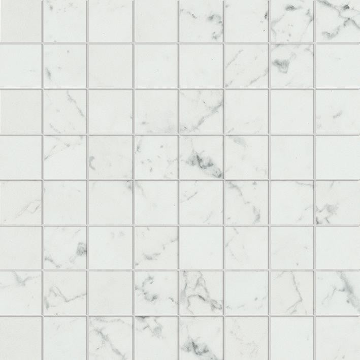 Mosaïque effet Marbre Blanc Carrare 3,5x3,5 cm Quadra 30x30x0,95 cm Mat Marvillo - Sol et mur intérieur