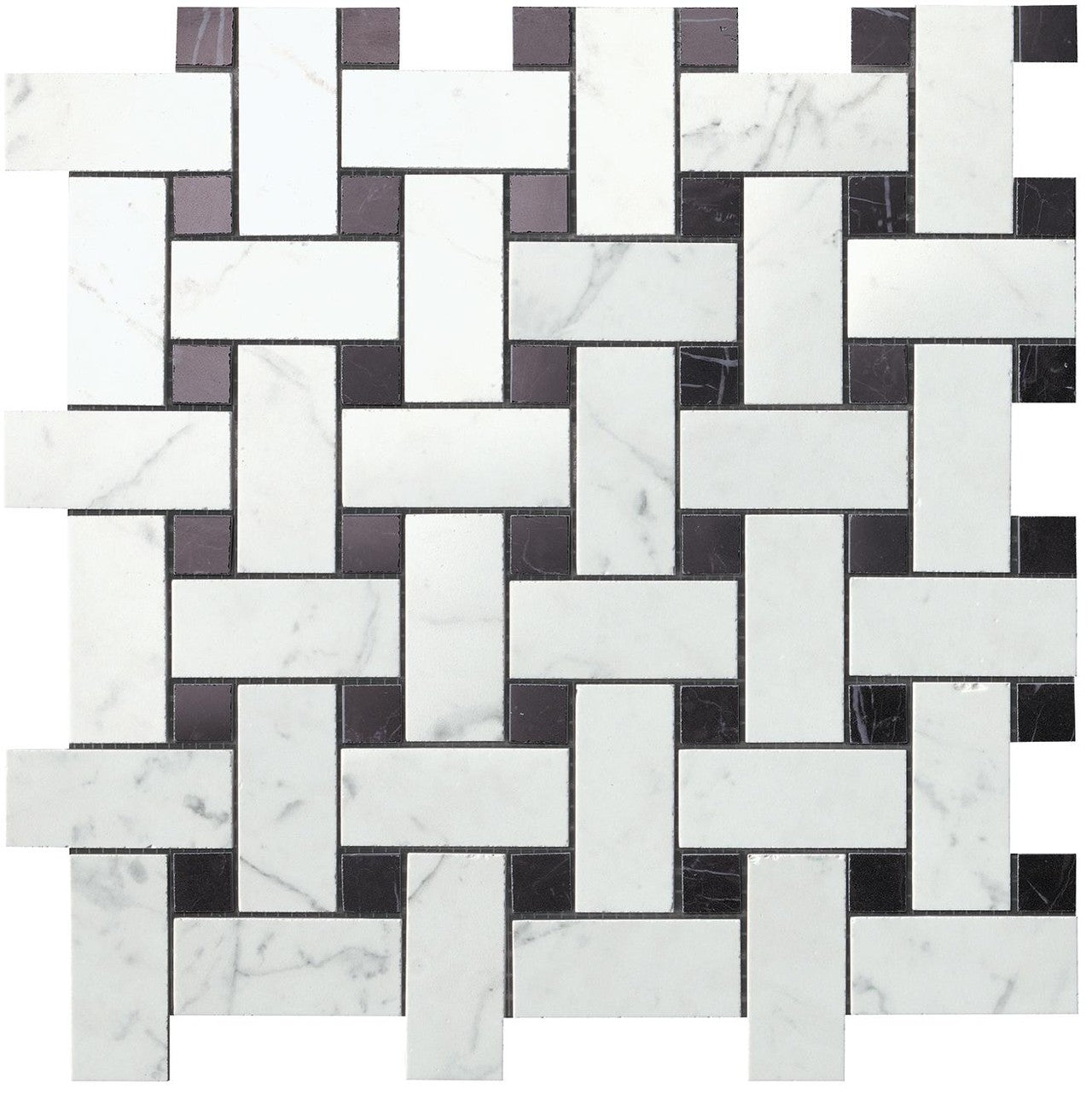 Mosaïque effet Marbre Blanc Carrare Treccia 30x30x0,95 cm Brillant Marvillo - Mur intérieur