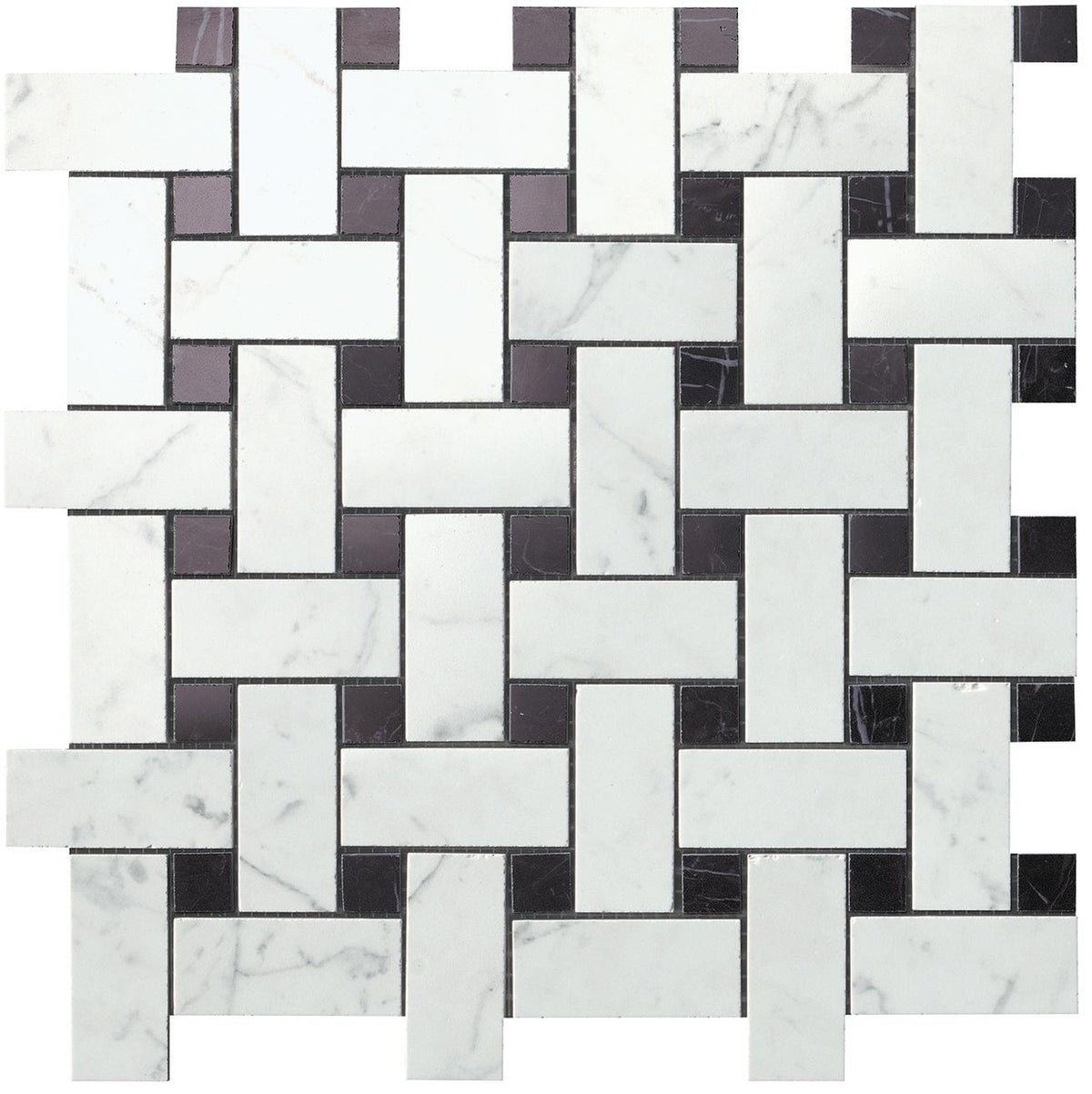 Mosaïque effet Marbre Blanc Carrare Treccia 30x30x0,95 cm Brillant Marvillo - Mur intérieur