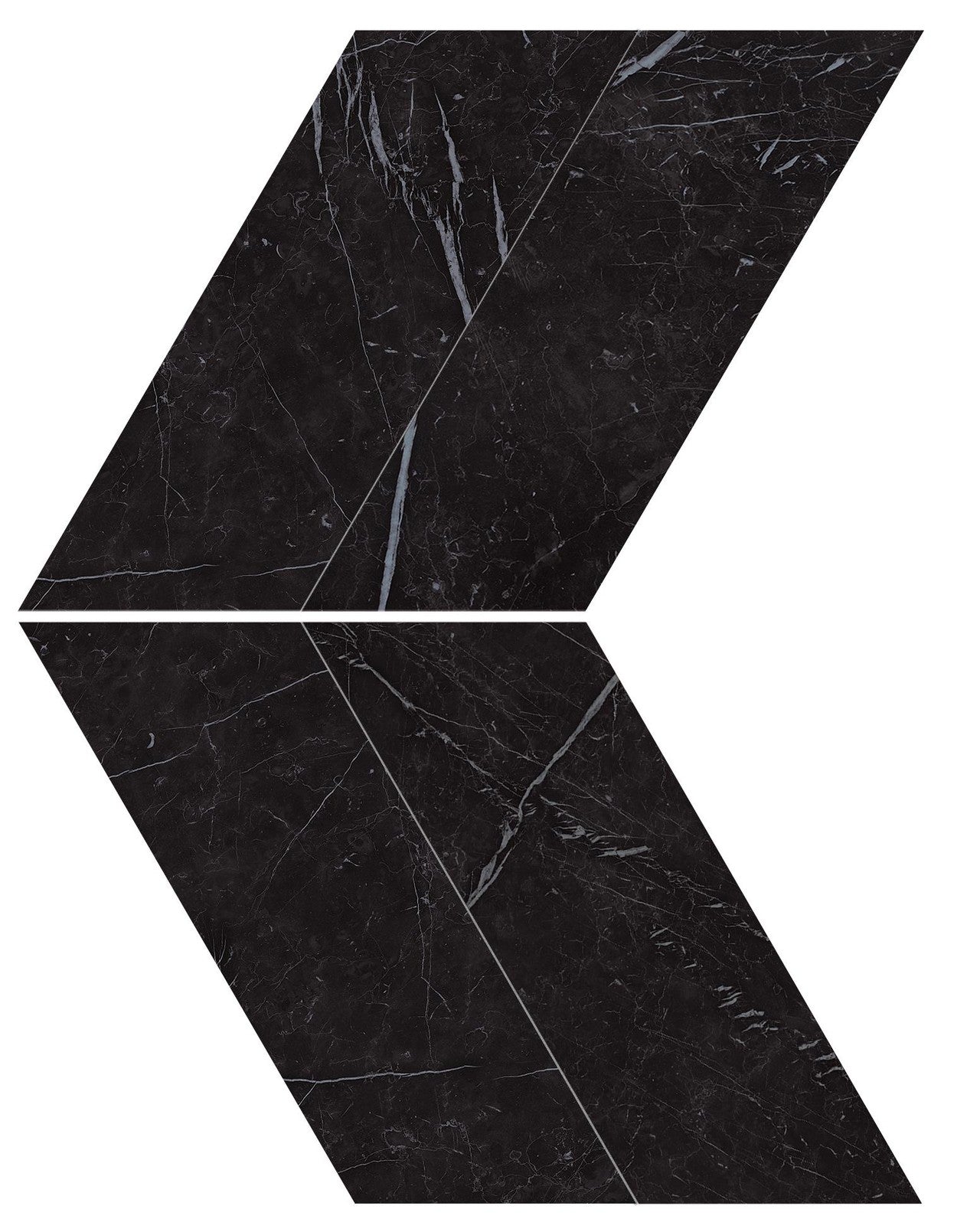 Mosaïque effet Marbre Noir Marquina Chevron 22,9x22,5x0,95 cm Brillant Marvillo - Mur intérieur