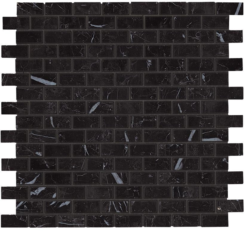 Mosaïque effet Marbre Noir Marquina 3,5x1,7 cm Rect 29,8x29,8x0,95 cm Brillant Marvillo - Sol et mur intérieur