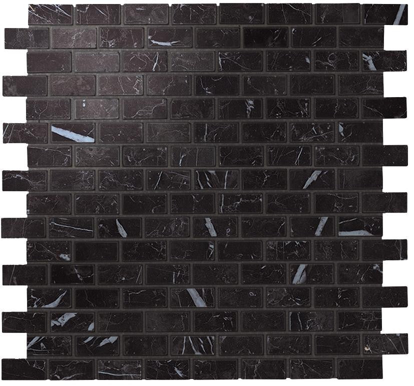 Mosaïque effet Marbre Noir Marquina 3,5x1,7 cm Rect 29,8x29,8x0,95 cm Brillant Marvillo - Sol et mur intérieur
