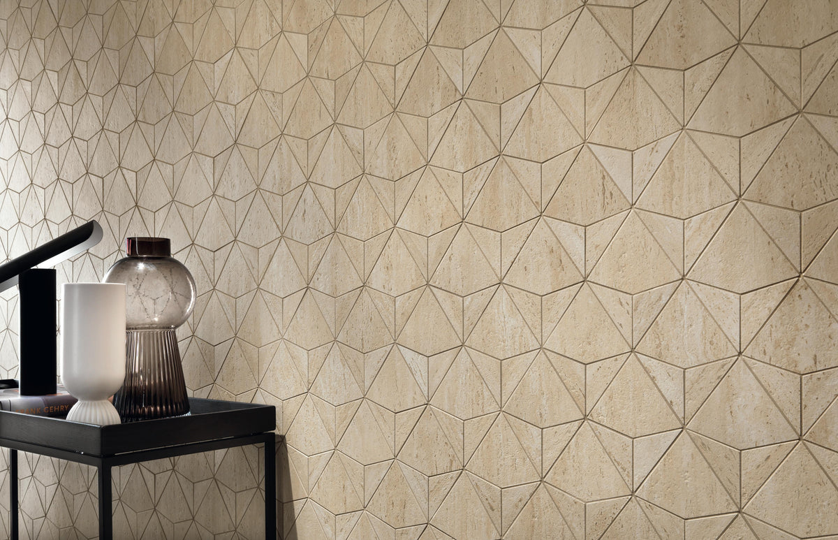 Mosaïque effet Travertin Beige Prism 41x28x0,9 cm Mat Neravio - Mur intérieur