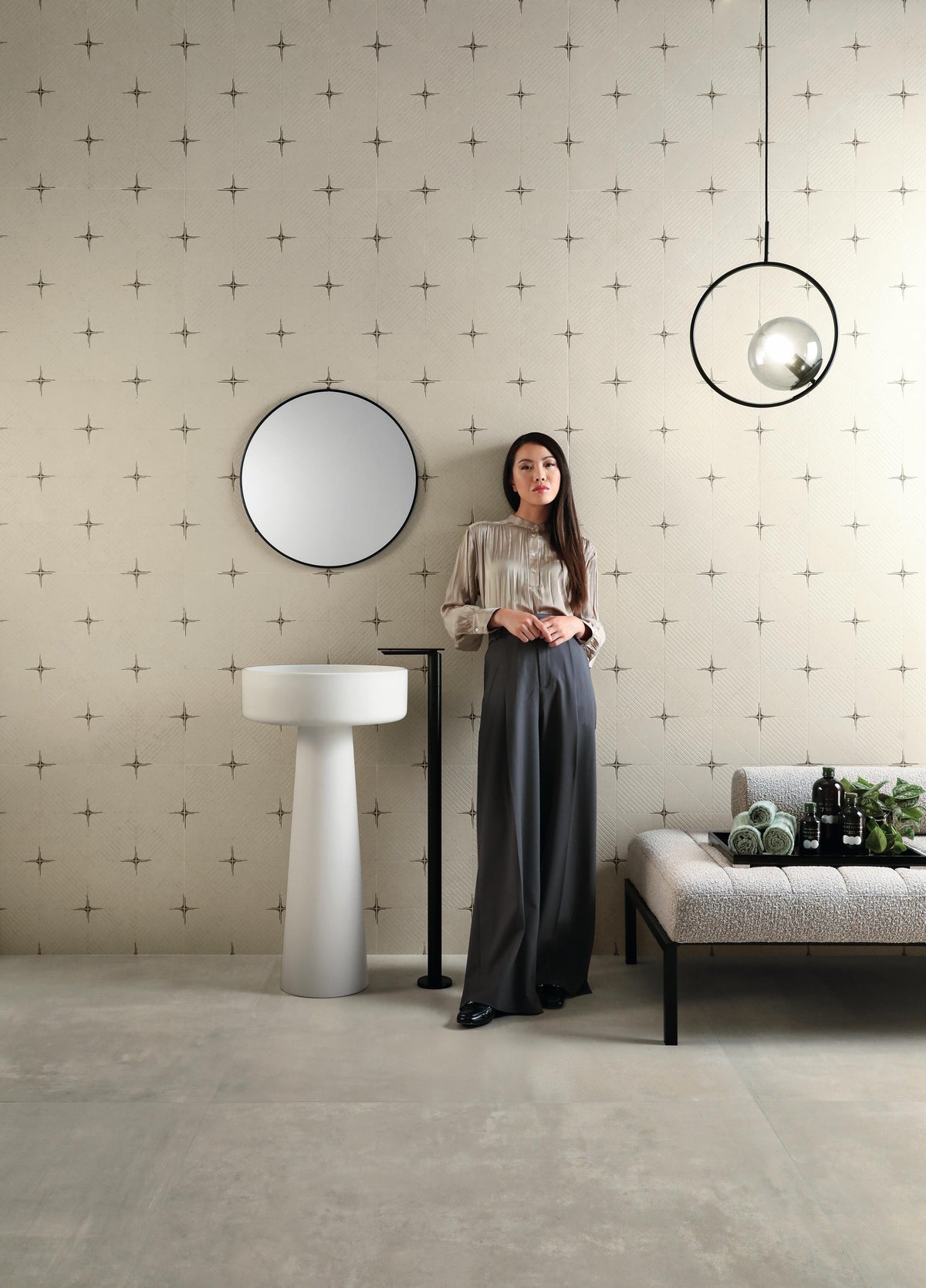 Carrelage effet Travertin Grège Star 60x60x0,9 cm Mat Neravio - Mur intérieur