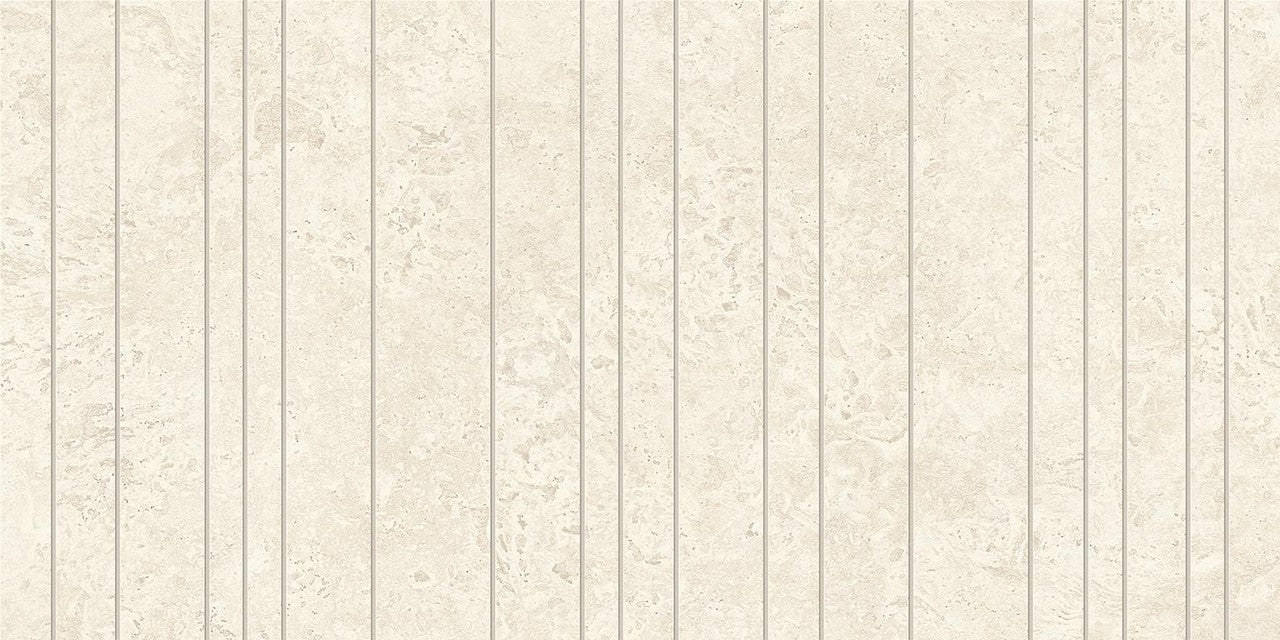 Carrelage effet Travertin Blanc Cross Cut Scalpo 60x29,5x0,9 cm Mat Neravio - Mur intérieur