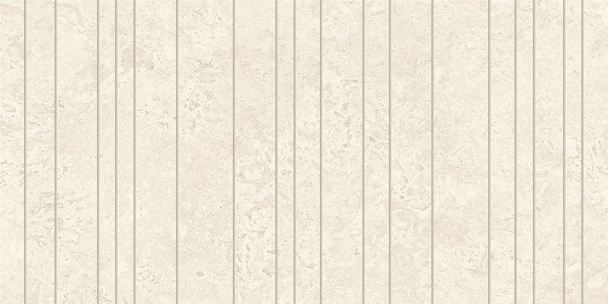 Carrelage effet Travertin Blanc Cross Cut Scalpo 60x29,5x0,9 cm Mat Neravio - Mur intérieur