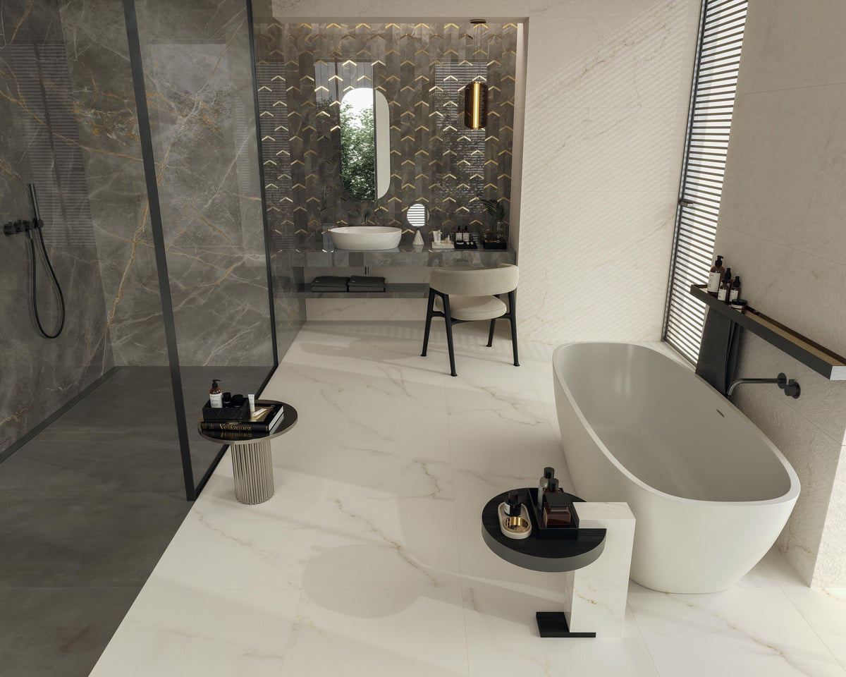 Mosaïque effet Marbre Gris Titan Arrow 46,3x19,2x0,9 cm Brillant Montira - Mur intérieur