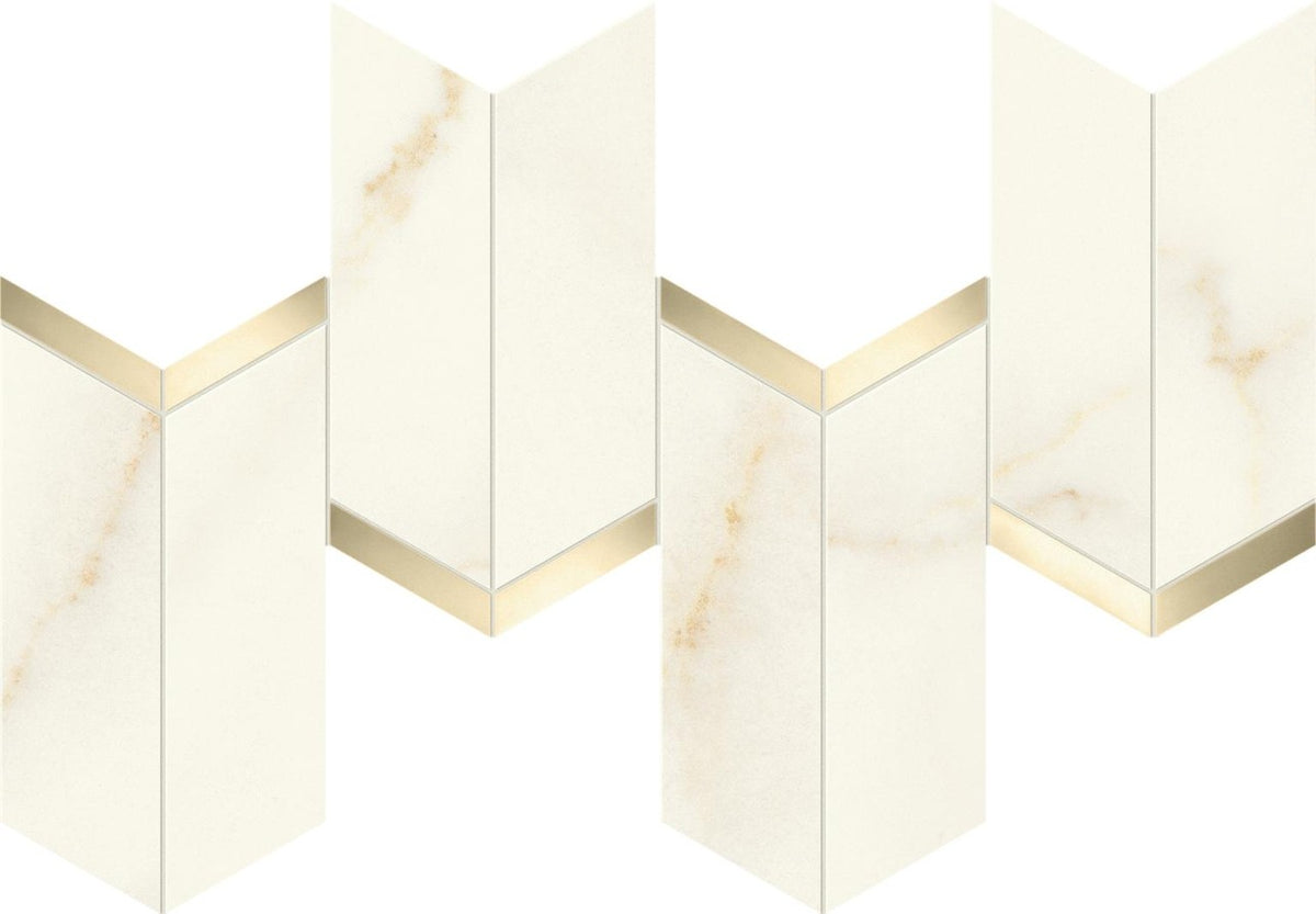 Mosaïque effet Marbre Blanc Calacatta Divino Arrow 46,3x19,2x0,9 cm Brillant Montira - Mur intérieur