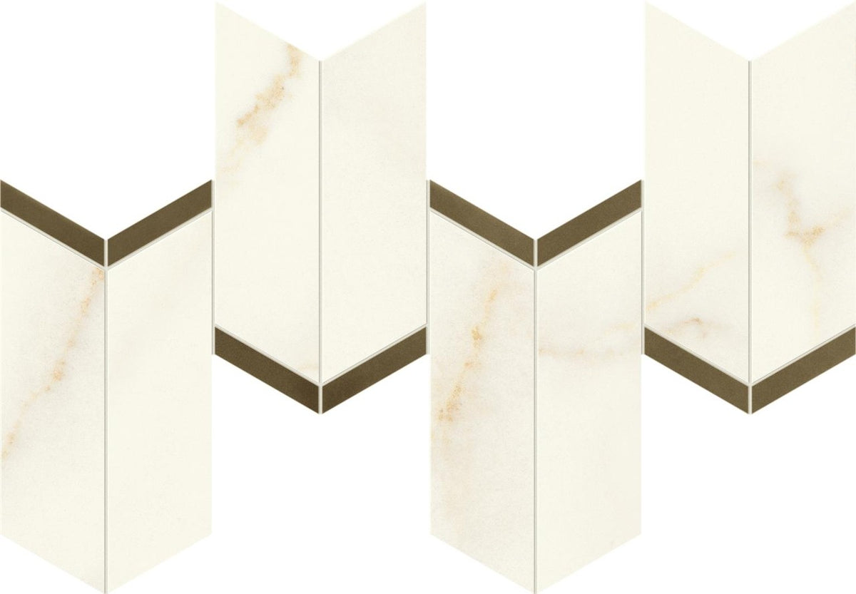 Mosaïque effet Marbre Blanc Calacatta Divino Arrow 46,3x19,2x0,9 cm Brillant Montira - Mur intérieur