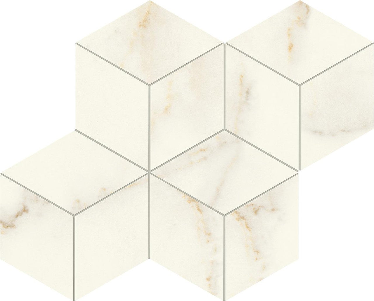 Mosaïque effet Marbre Blanc Calacatta Divino Hexa Cube 35x30x0,9 cm Silk Montira - Mur intérieur