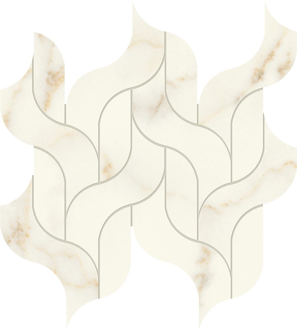 Mosaïque effet Marbre Blanc Calacatta Divino Vine 30,5x27,7x0,9 cm Brillant Montira - Mur intérieur