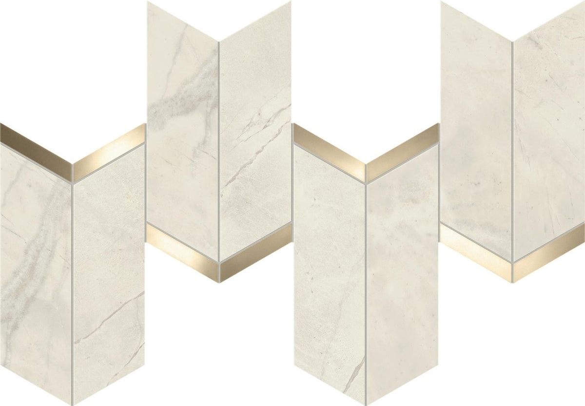 Mosaïque effet Marbre Gris Luna Arrow 46,3x19,2x0,9 cm Brillant Montira - Mur intérieur