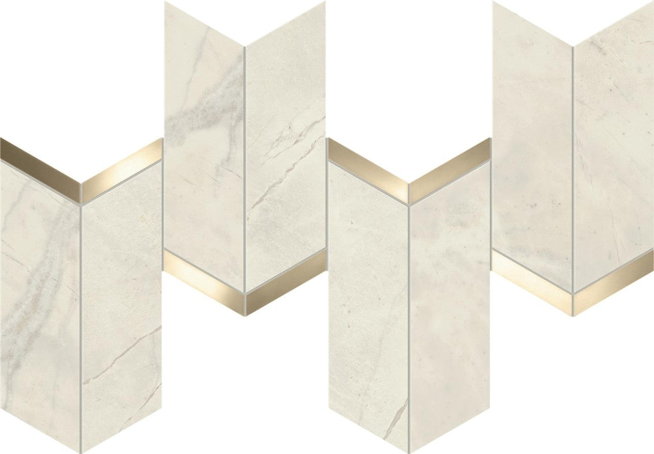 Mosaïque effet Marbre Gris Luna Arrow 46,3x19,2x0,9 cm Brillant Montira - Mur intérieur