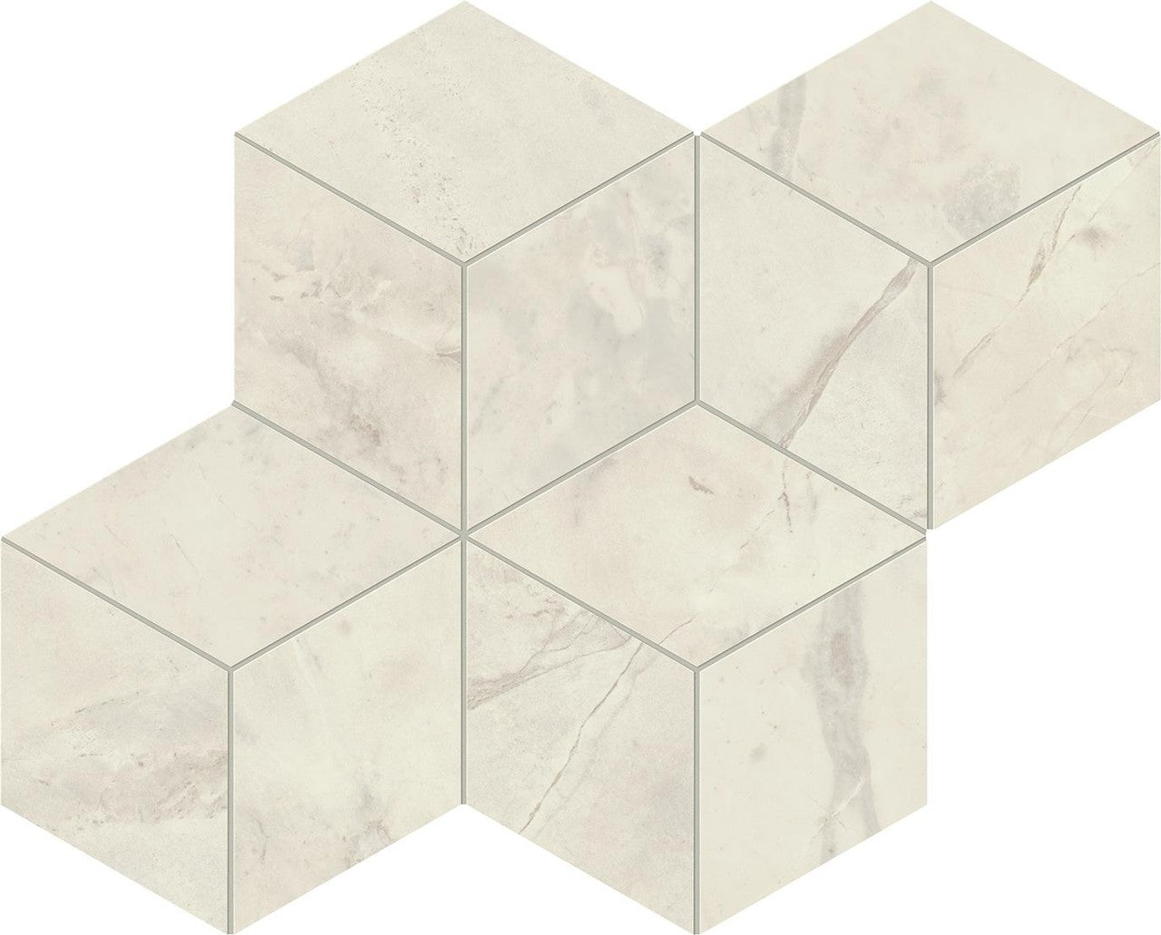 Mosaïque effet Marbre Gris Luna Hexa Cube 35x30x0,9 cm Silk Montira - Mur intérieur