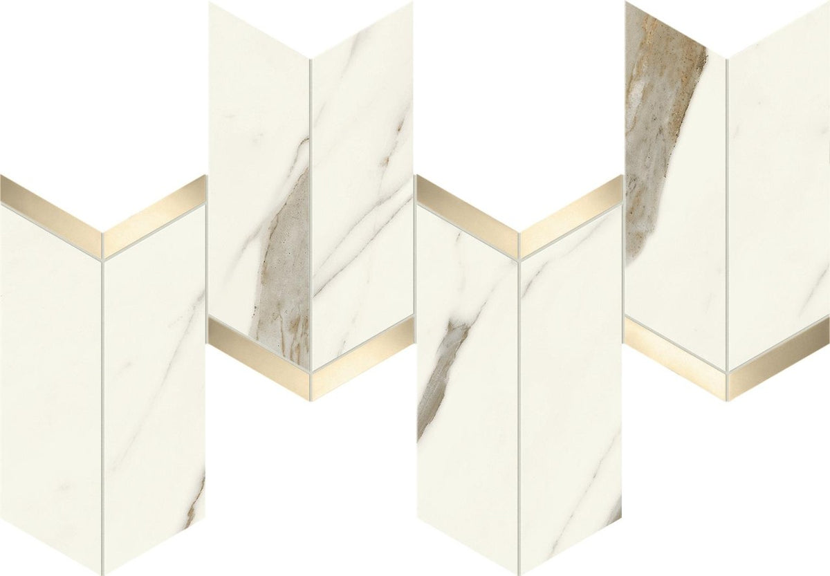 Mosaïque effet Marbre Blanc Calacatta Alba Arrow 46,3x19,2x0,9 cm Brillant Montira - Mur intérieur