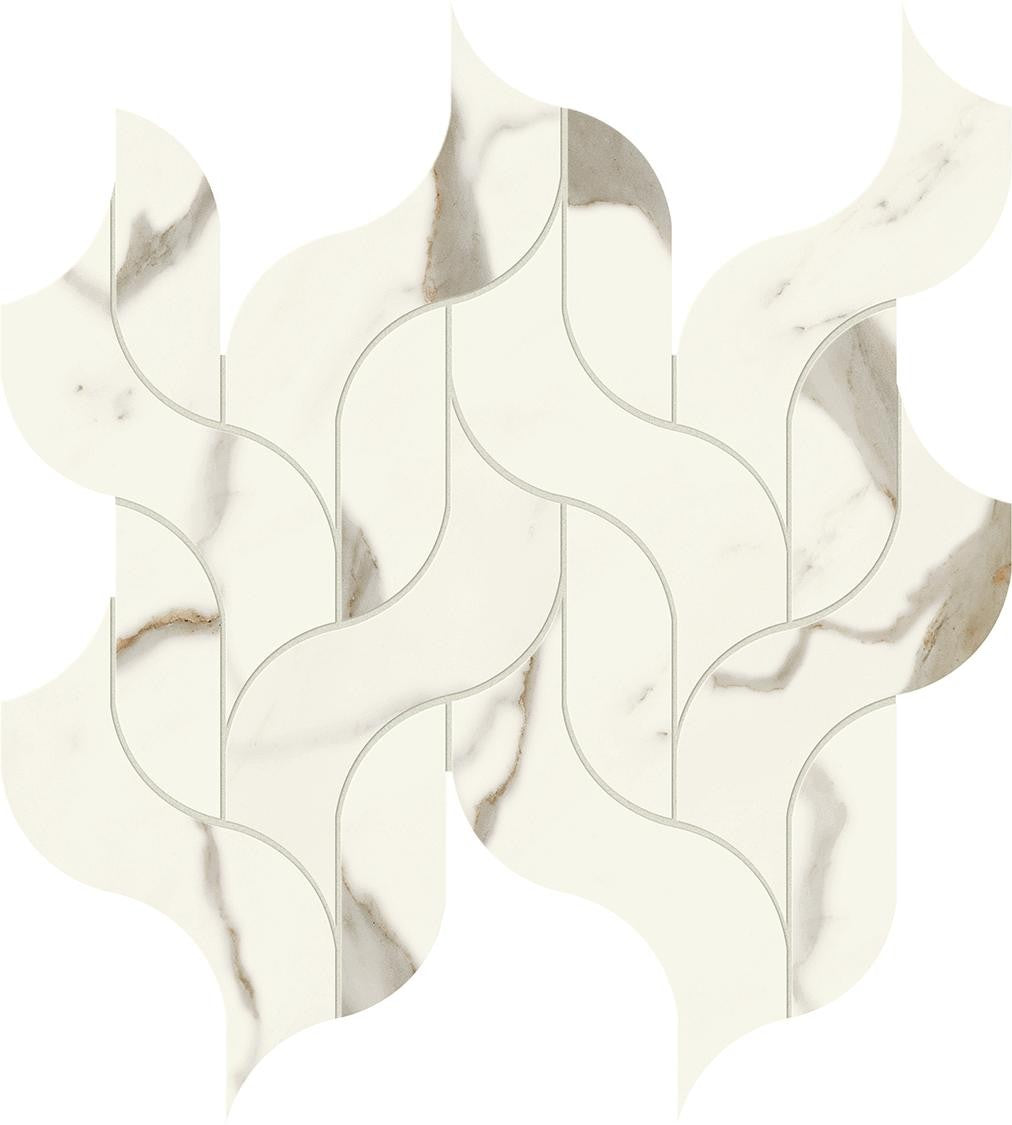 Mosaïque effet Marbre Blanc Calacatta Alba Vine 30,5x27,7x0,9 cm Brillant Montira - Mur intérieur