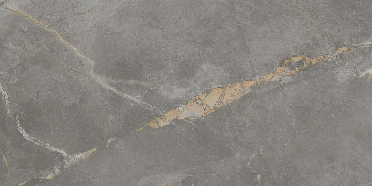 Carrelage effet Marbre Gris Titan 60x30x0,9 cm Brillant Montira - Sol et mur intérieur