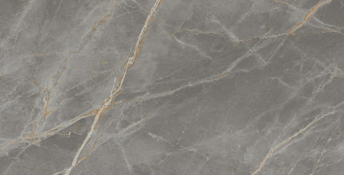Carrelage effet Marbre Gris Titan 150x75x0,9 cm Brillant Montira - Sol et mur intérieur