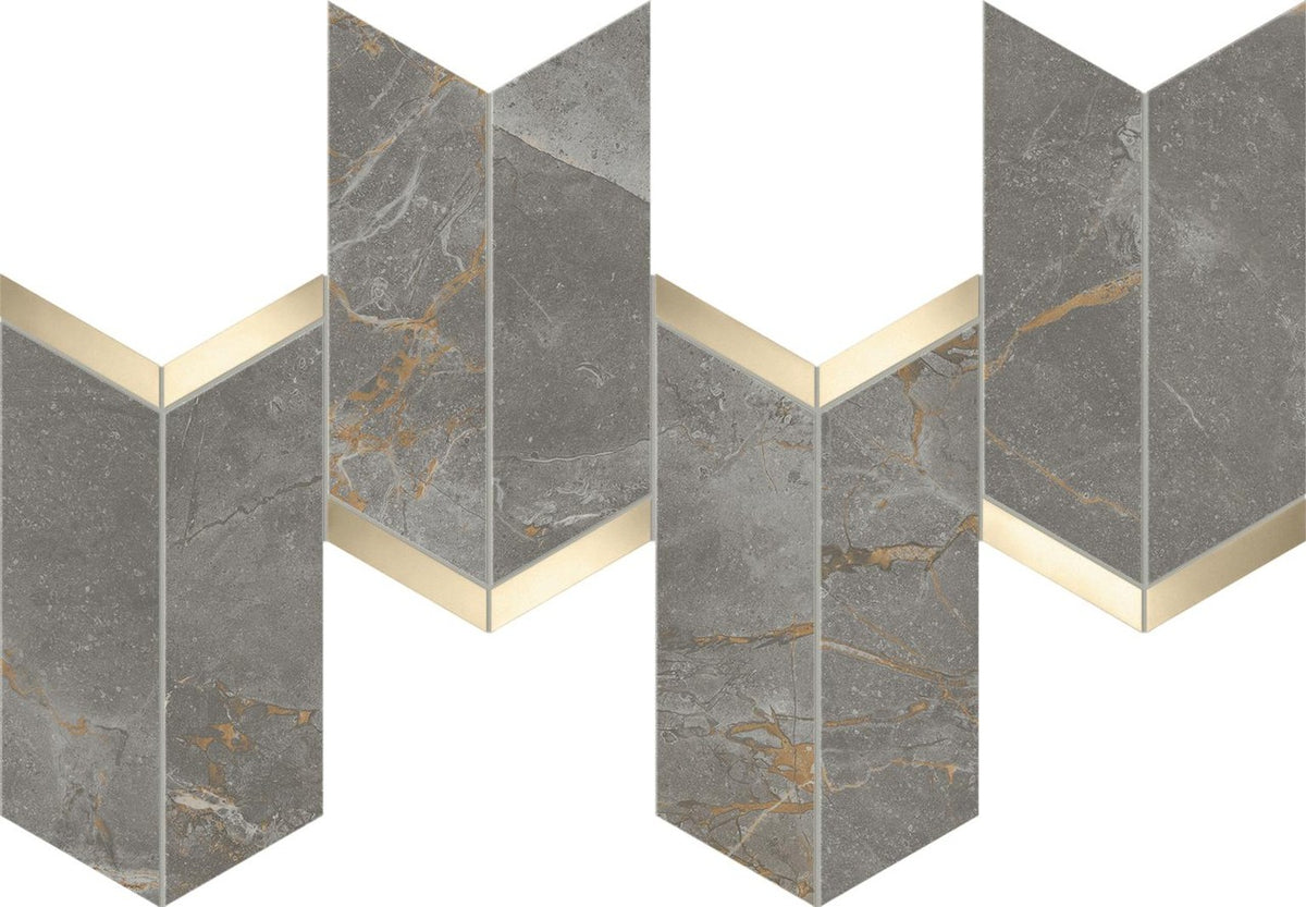 Mosaïque effet Marbre Gris Titan Arrow 46,3x19,2x0,9 cm Brillant Montira - Mur intérieur