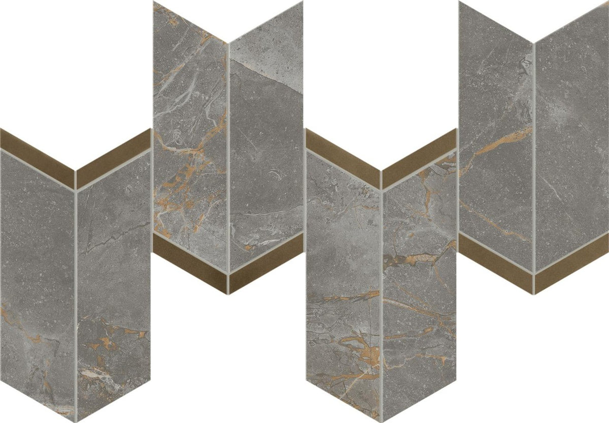 Mosaïque effet Marbre Gris Titan Arrow 46,3x19,2x0,9 cm Brillant Montira - Mur intérieur