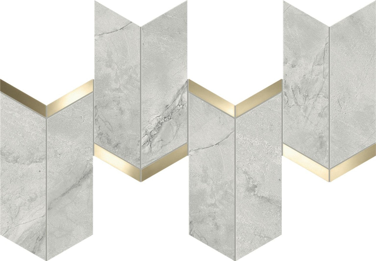 Mosaïque effet Marbre Gris Mist Arrow 46,3x19,2x0,9 cm Brillant Montira - Mur intérieur