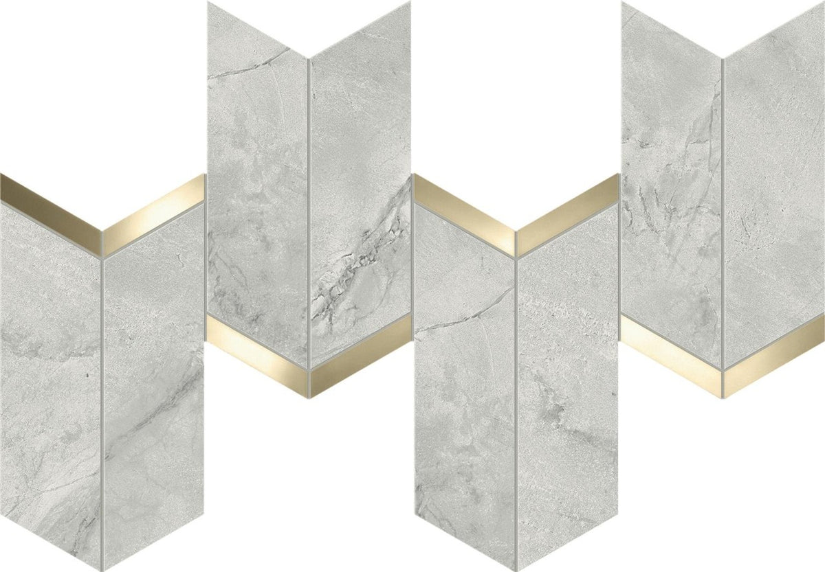 Mosaïque effet Marbre Gris Mist Arrow 46,3x19,2x0,9 cm Brillant Montira - Mur intérieur