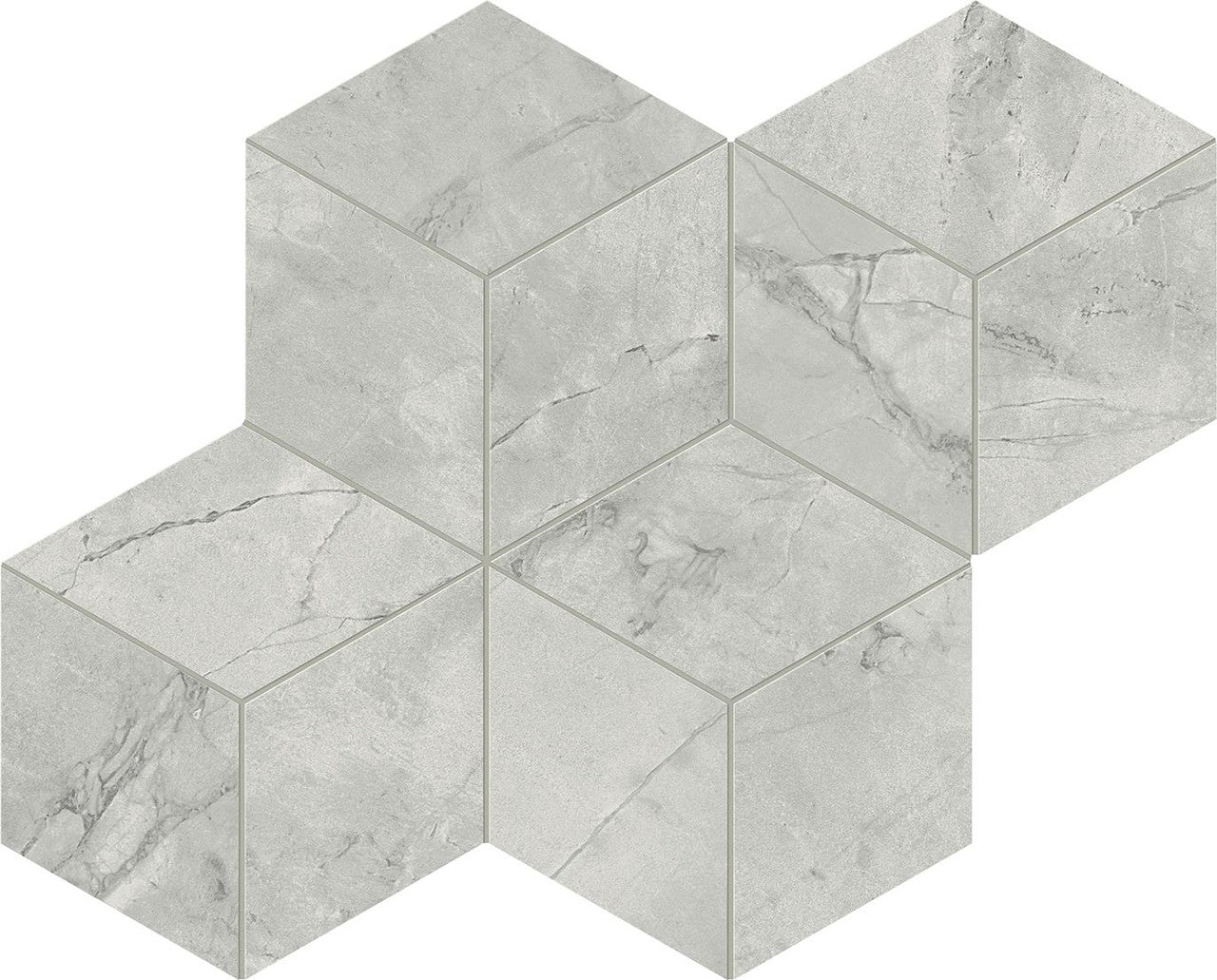 Mosaïque effet Marbre Gris Mist Hexa Cube 35x30x0,9 cm Silk Montira - Mur intérieur