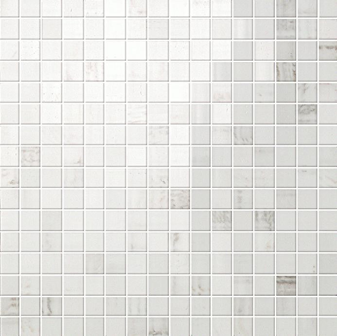 Mosaïque effet Marbre Blanc Calacatta Extra 1,7x1,7 cm Quadra 30x30x0,95 cm Brillant Clarenza - Sol et mur intérieur