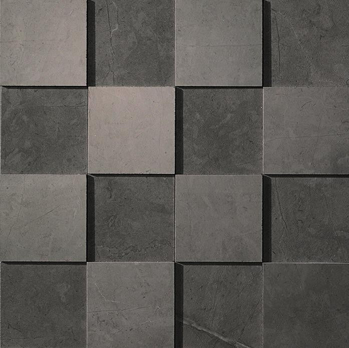 Mosaïque effet Marbre 3D Gris Ombre 7,4x7,4 cm Quadra 30x30x0,95 cm Brillant Clarenza - Mur intérieur