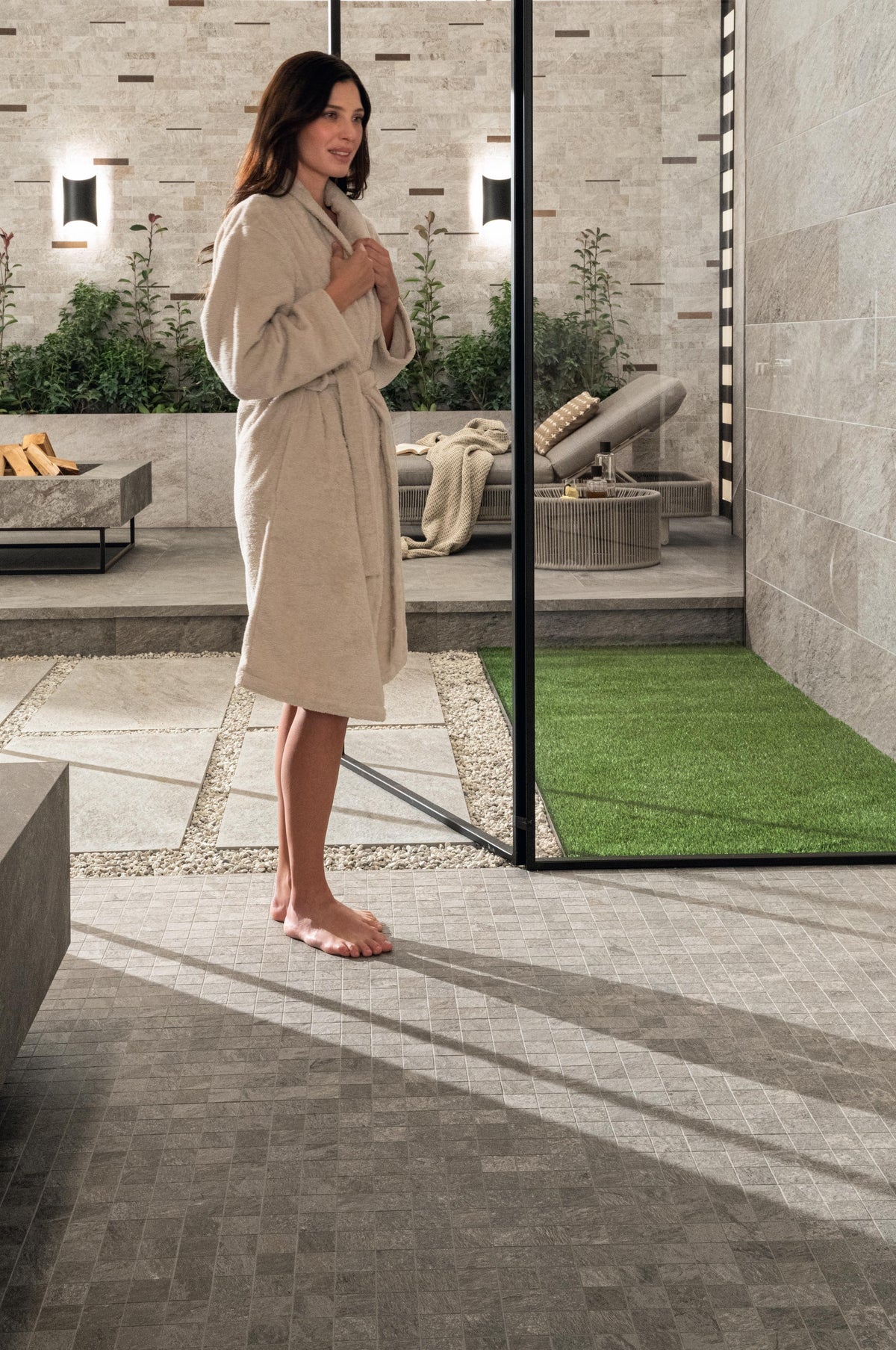 Mosaïque effet Pierre Quartzite Gris Roche 4,8x4,8 cm Quadra 30x30x0,9 cm Mat Salvero - Sol et mur intérieur