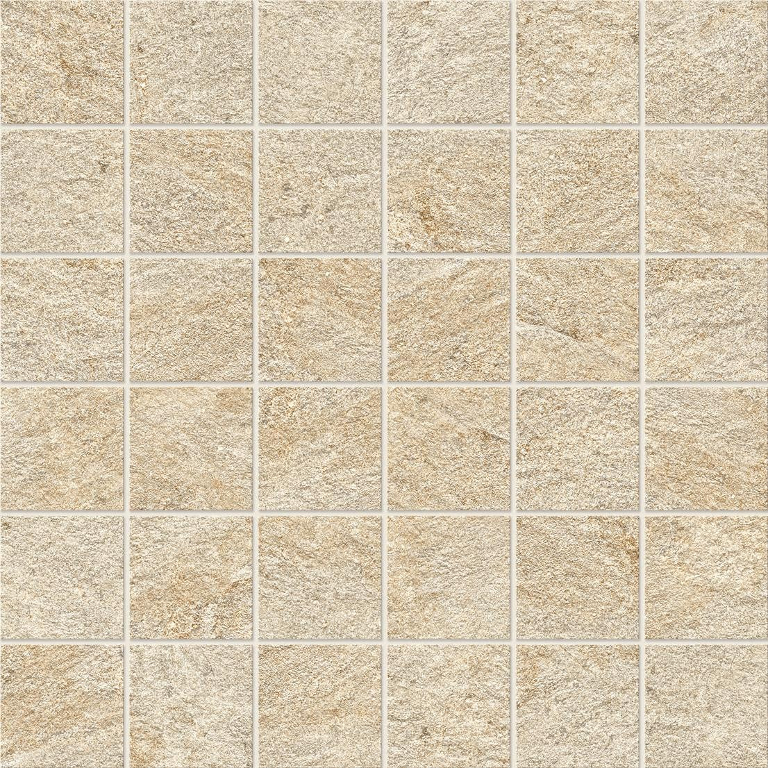 Mosaïque effet Pierre Quartzite Gris Beige 4,8x4,8 cm Quadra 30x30x0,9 cm Mat Salvero - Sol et mur intérieur