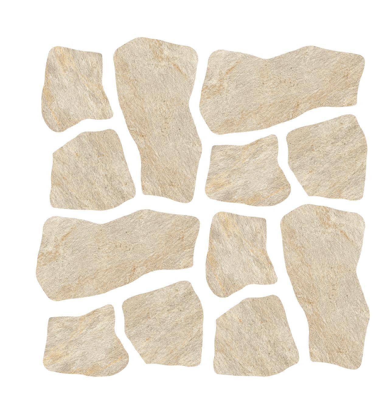 Carrelage effet Pierre Quartzite Gris Beige Dalle C 109x55x2 cm Salvero - Sol extérieur