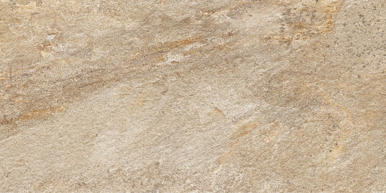 Carrelage effet Pierre Quartzite Beige Doré 120x60x0,9 cm Salvero - Sol extérieur