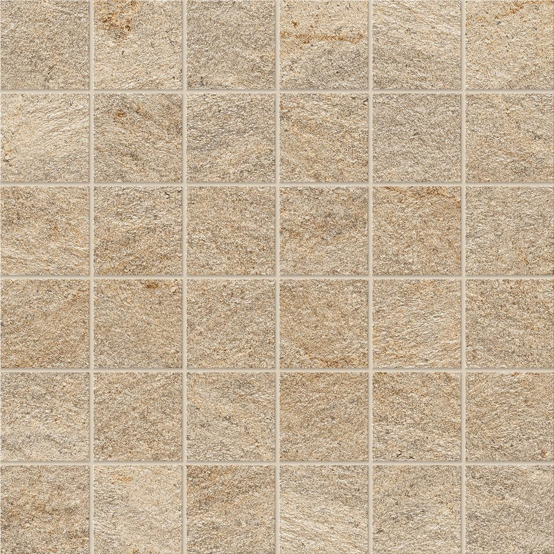 Mosaïque effet Pierre Quartzite Beige Doré 4,8x4,8 cm Quadra 30x30x0,9 cm Mat Salvero - Sol et mur intérieur