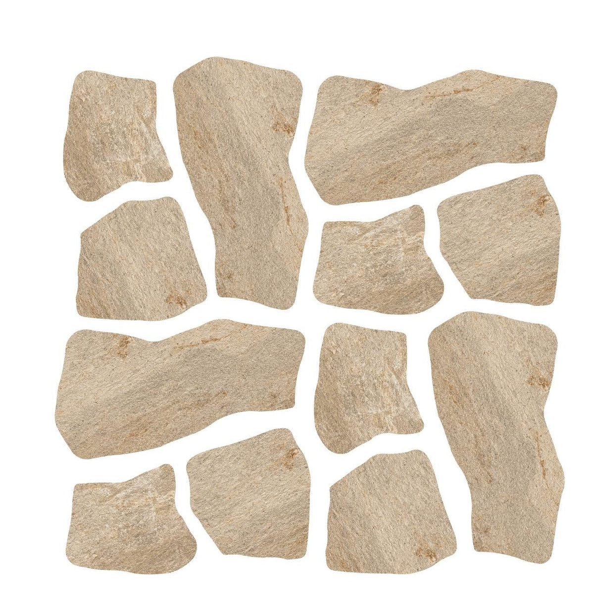 Carrelage effet Pierre Quartzite Beige Doré Dalle A+B 54x54x2 cm Salvero - Sol extérieur