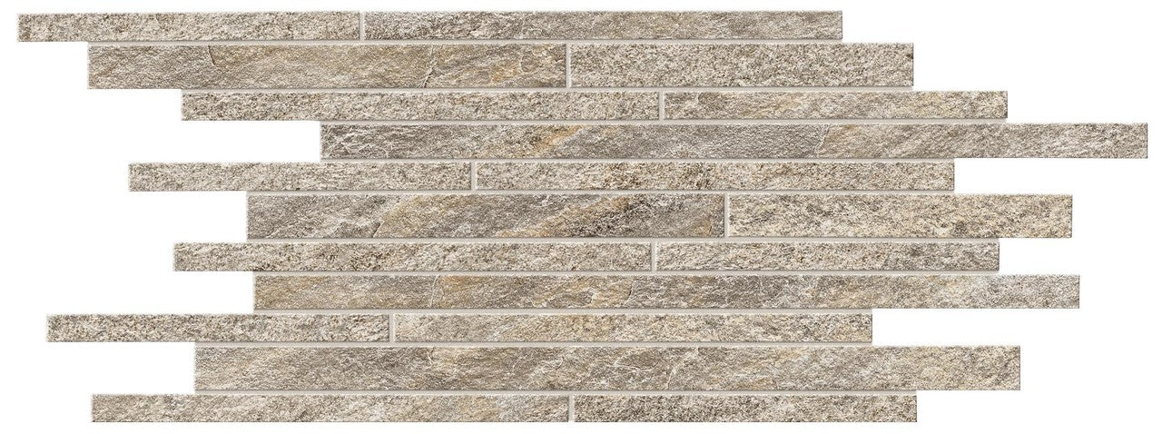 Parement carrelage effet Pierre Quartzite Gris Argent 60x30x0,9 cm Salvero