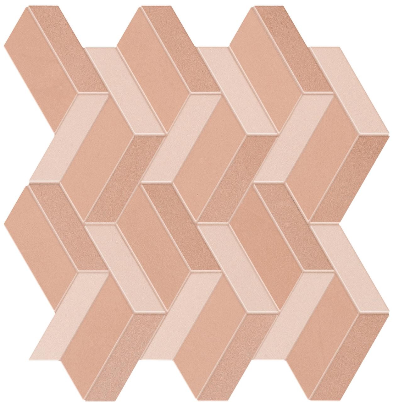 Mosaïque effet Enduit Rose Argile Wave 32,4x30,6x0,85 cm Mat Calviro - Mur intérieur