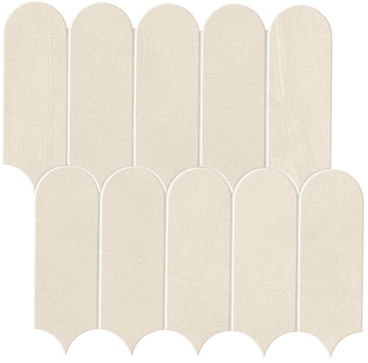 Mosaïque effet Enduit Blanc Lin Ecaille 29,7x29,6x0,85 cm Mat Calviro - Mur intérieur