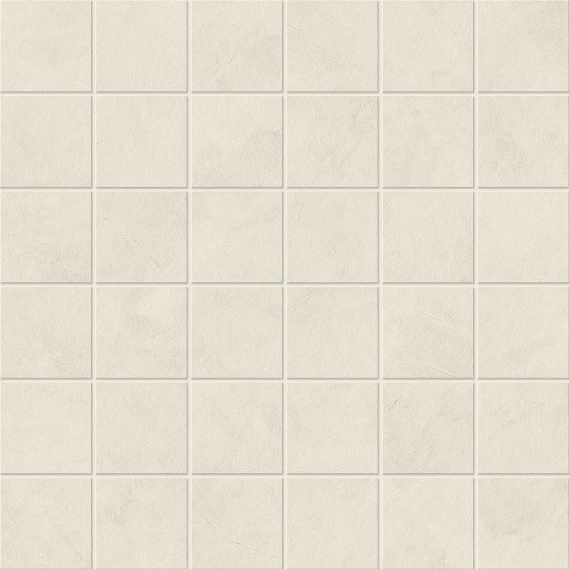 Mosaïque effet Enduit Blanc Lin 4,8x4,8 cm Quadra 30x30x0,9 cm Mat Calviro - Sol et mur intérieur