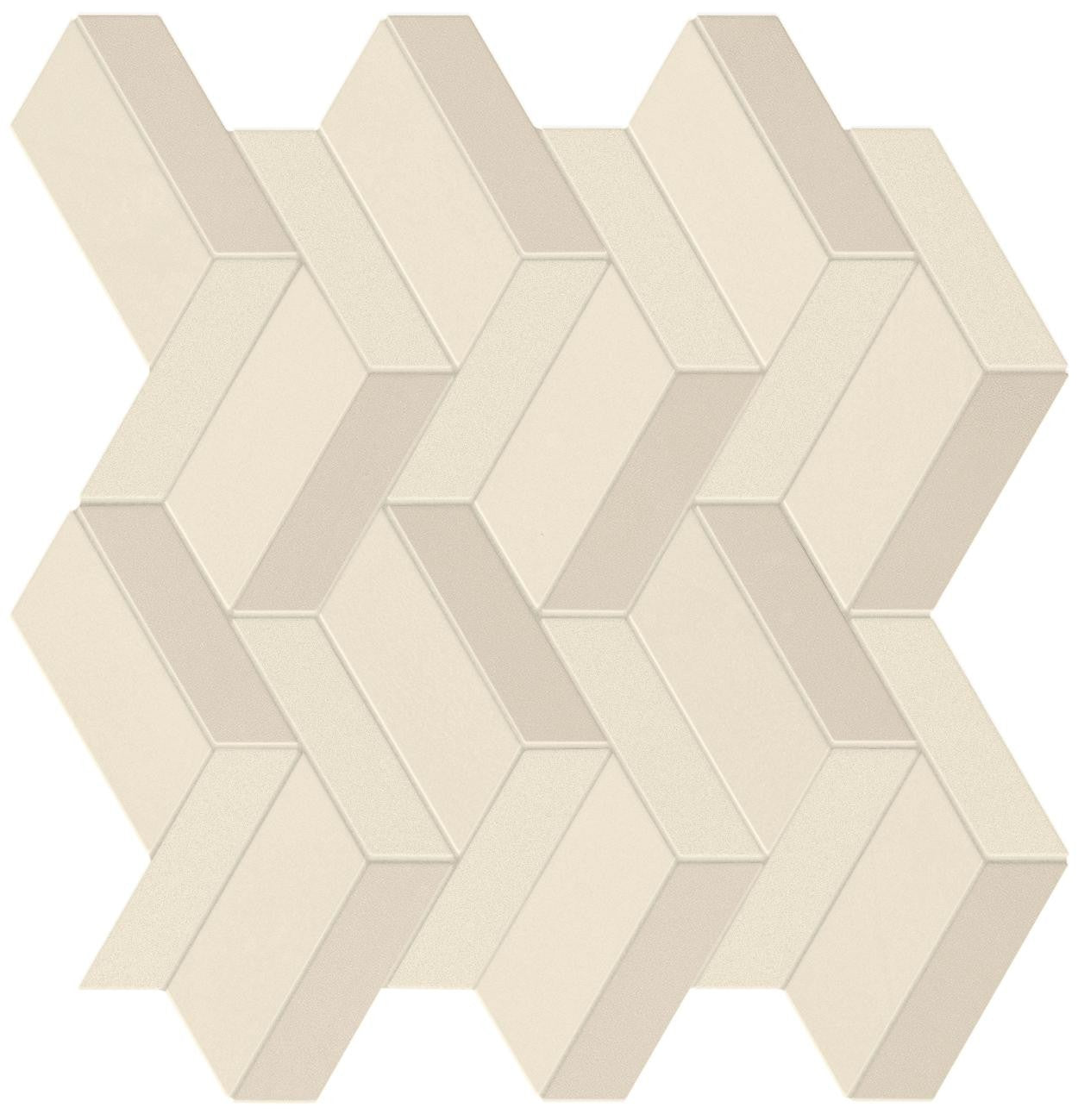 Mosaïque effet Enduit Blanc Lin Wave 32,4x30,6x0,85 cm Mat Calviro - Mur intérieur