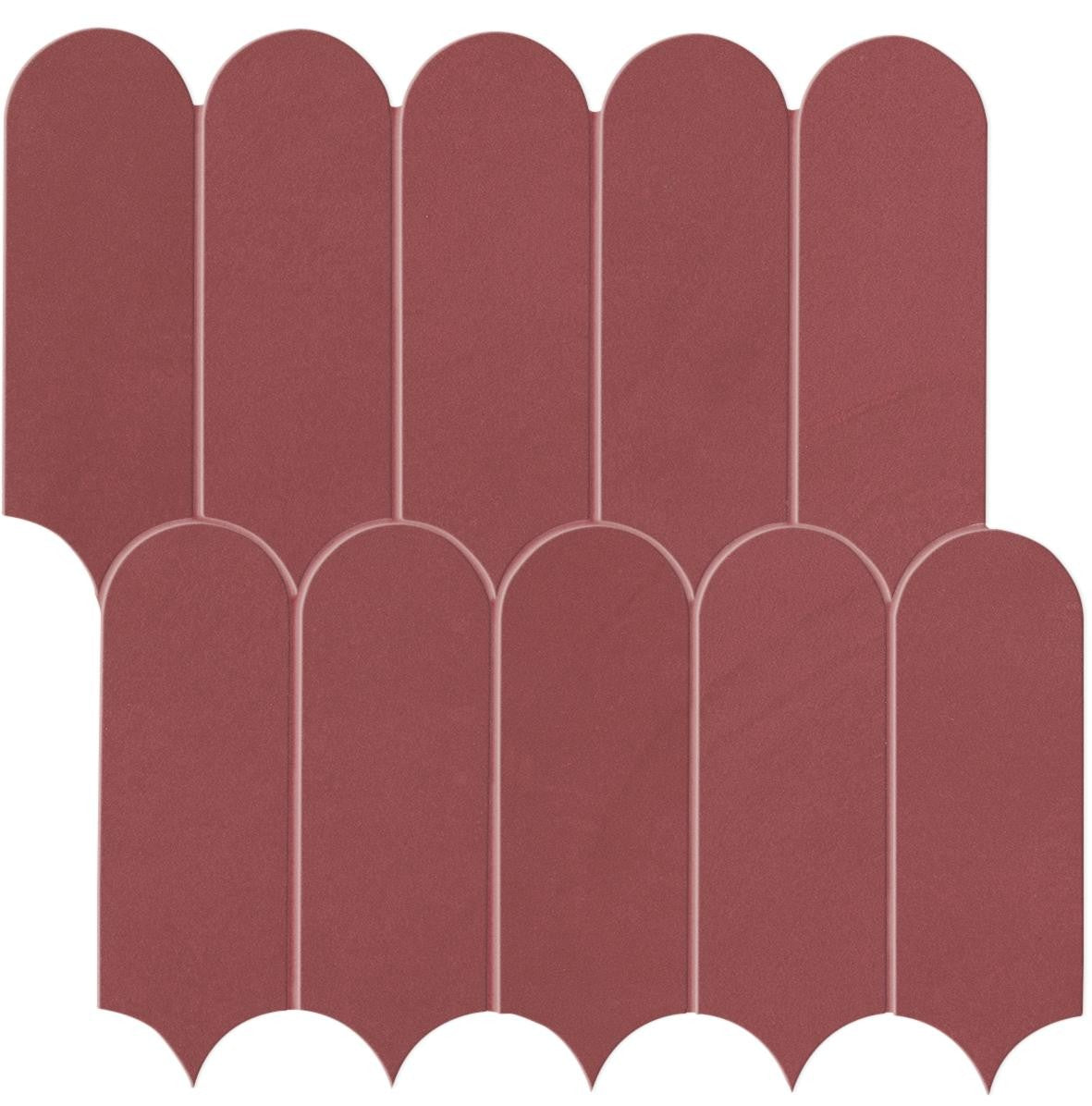 Mosaïque effet Enduit Rouge Argile Ecaille 29,7x29,6x0,85 cm Mat Calviro - Mur intérieur