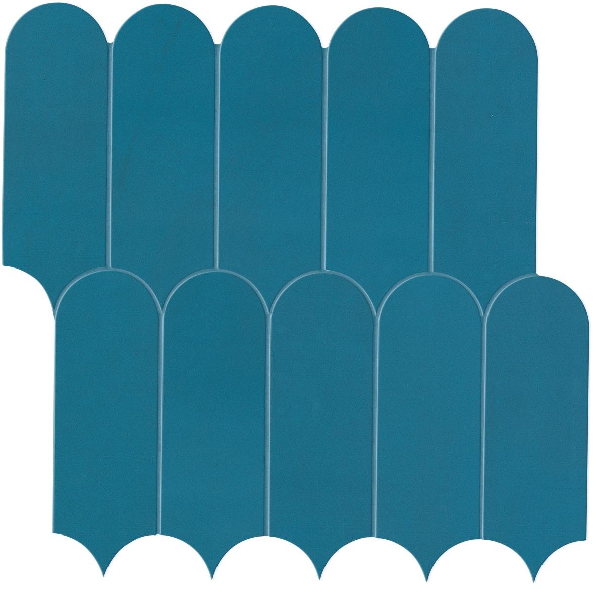 Mosaïque effet Enduit Bleu Océan Ecaille 29,7x29,6x0,85 cm Mat Calviro - Mur intérieur