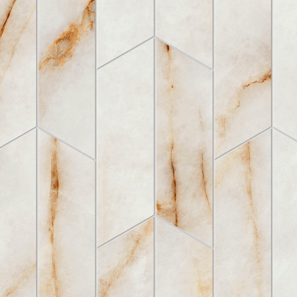 Mosaïque effet Marbre Blanc Cristallo Arrow 46,3x17,5x0,9 cm Velours Sorvella - Mur intérieur
