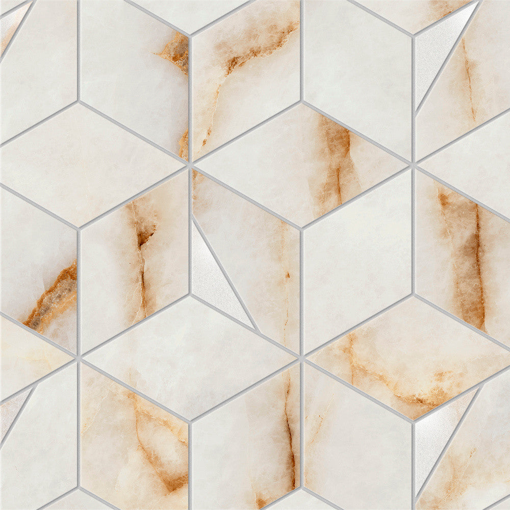 Mosaïque effet Marbre Blanc Cristallo Hexa 40,3x23,3x0,9 cm Brillant Sorvella - Mur intérieur