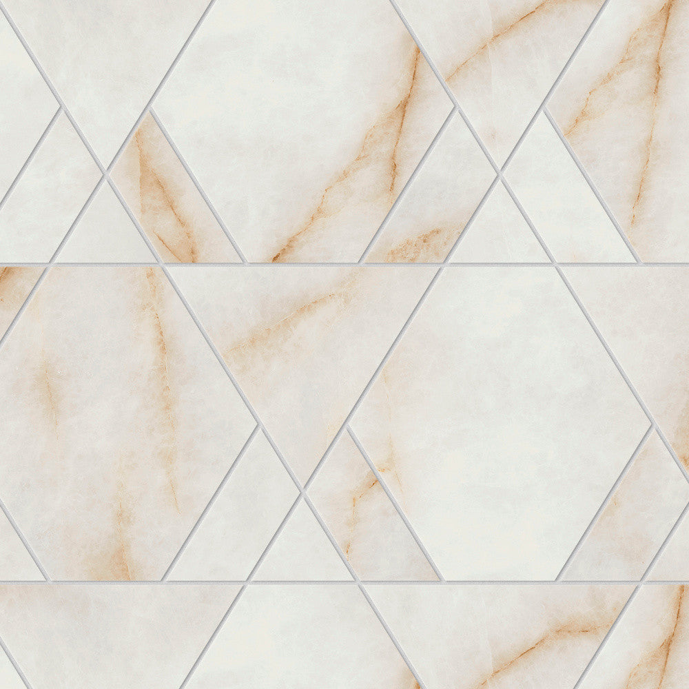 Mosaïque effet Marbre Blanc Cristallo Triangle Mix 33,4x28,9x0,9 cm Brillant Sorvella - Mur intérieur