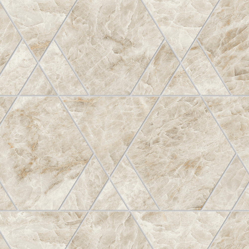 Mosaïque effet Marbre Blanc Impérial Triangle Mix 33,4x28,9x0,9 cm Brillant Sorvella - Mur intérieur