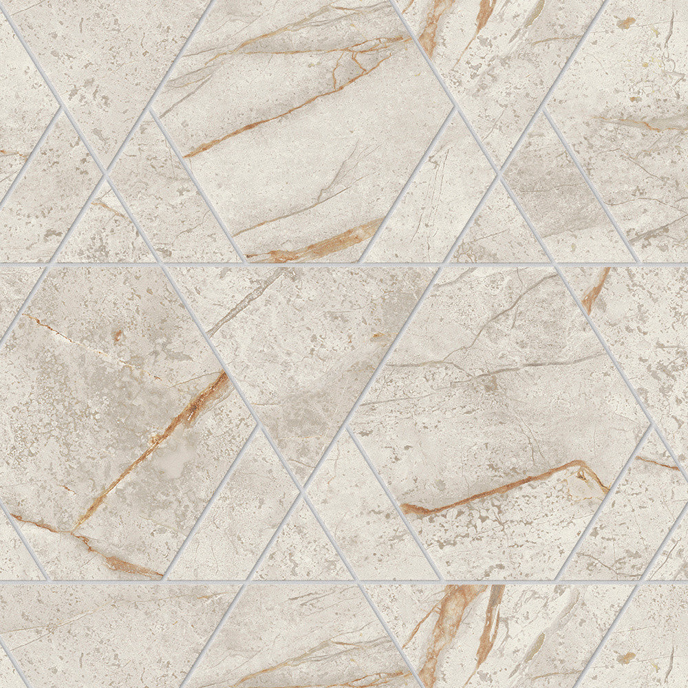 Mosaïque effet Marbre Blanc Himalaya Triangle Mix 33,4x28,9x0,9 cm Brillant Sorvella - Mur intérieur