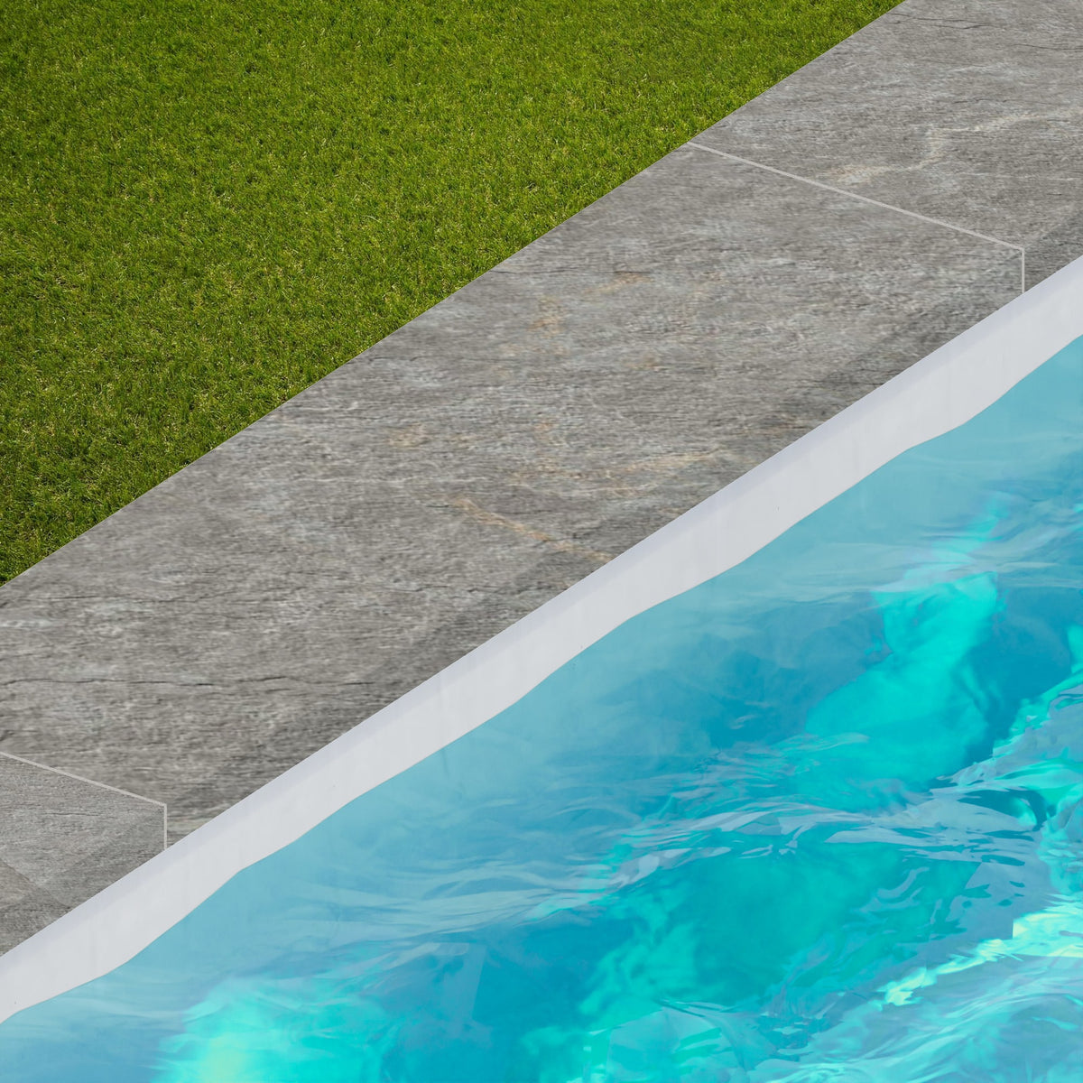Margelle de piscine effet Marbre Gris Titan 120x33x2 cm Bord Droit avec retombée Montira